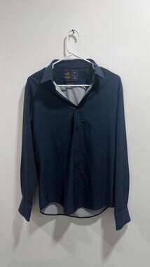 Men s Rugby University Navy Blue with White Pin Micro Polka Dots Stretch Size S